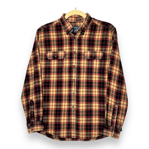 Brown Plaid Flannel Button Down Shirt Cotton FG Men L Hipster Grunge Gorpcore - Picture 1 of 7